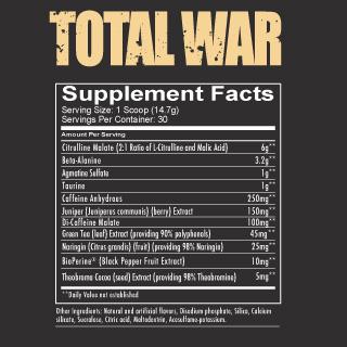 Total War Pre-Workout Supplement Powder Supplement Fact