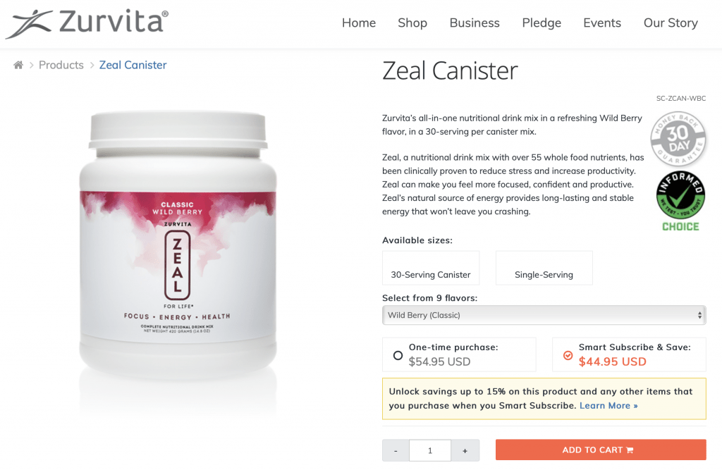 Zurvita Zeal Website