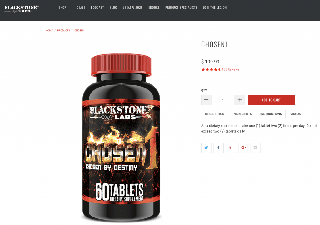Blackstone Labs Chosen 1 website