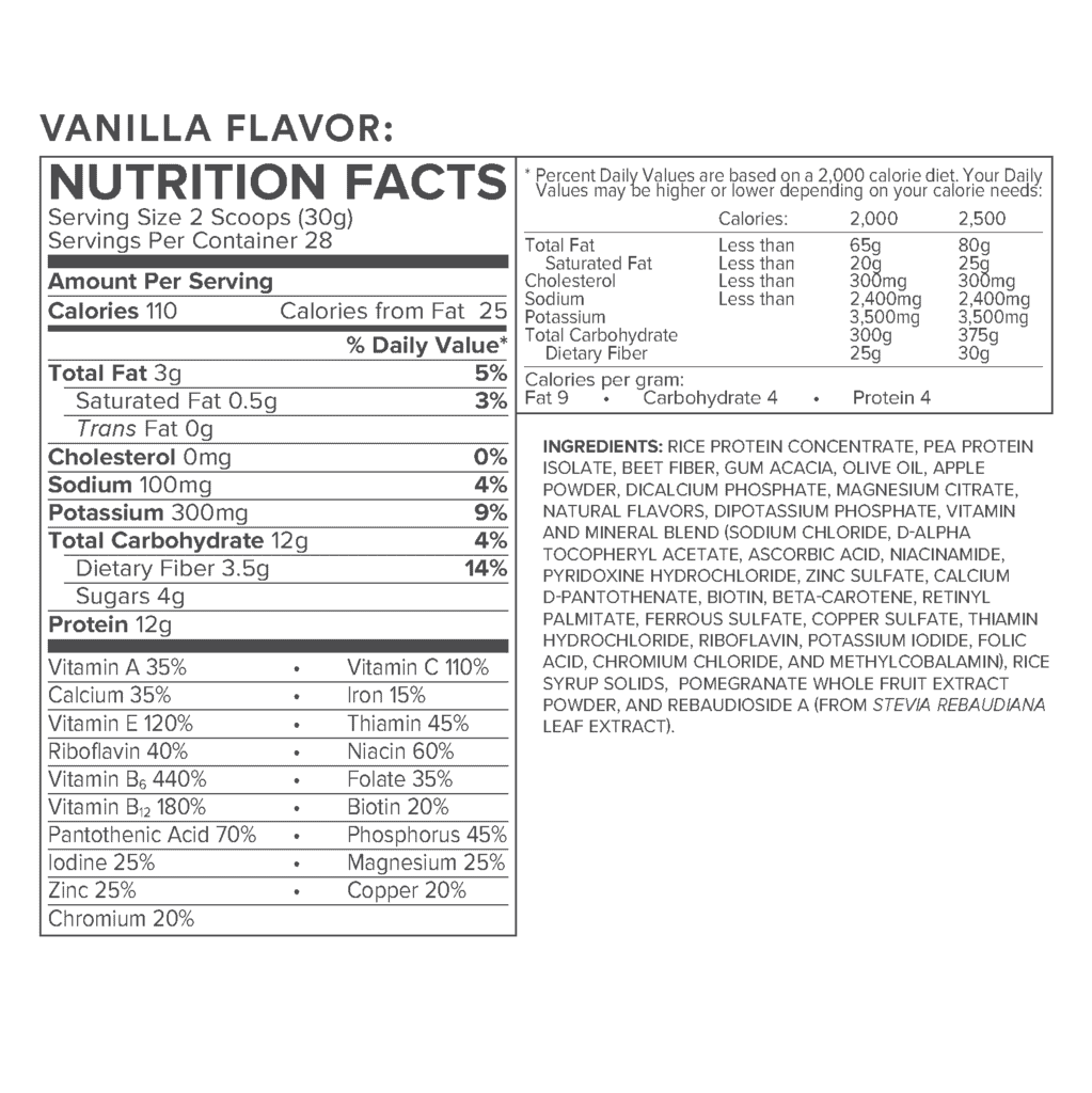 Clean Daily Shake Nutrition Facts