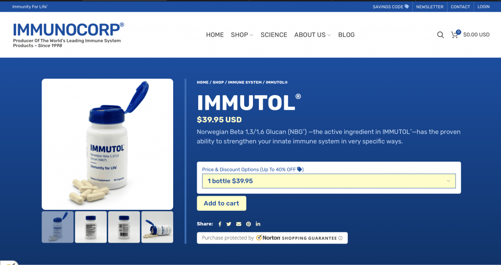 Immunocorp immutol website