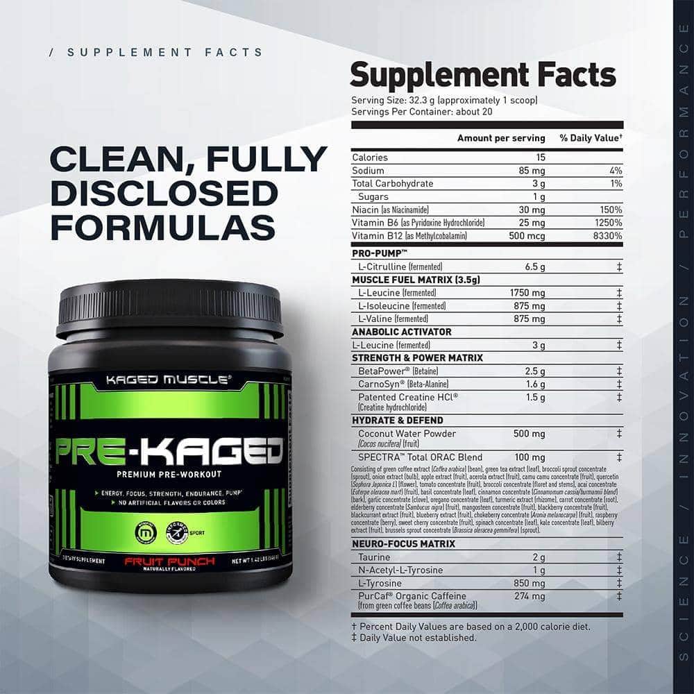 Pre-Kaged Premium Pre-Workout supplement facts