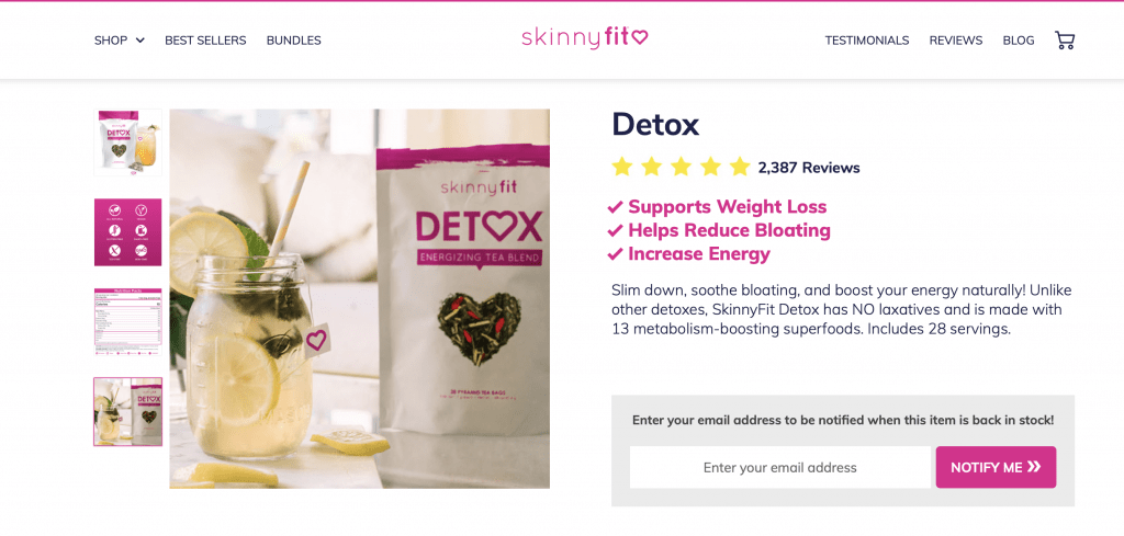 Skinny Fit Detox Tea company website