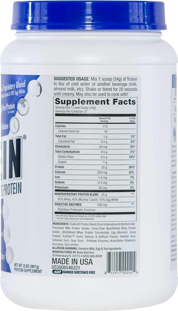 Trutein Protein supplement facts