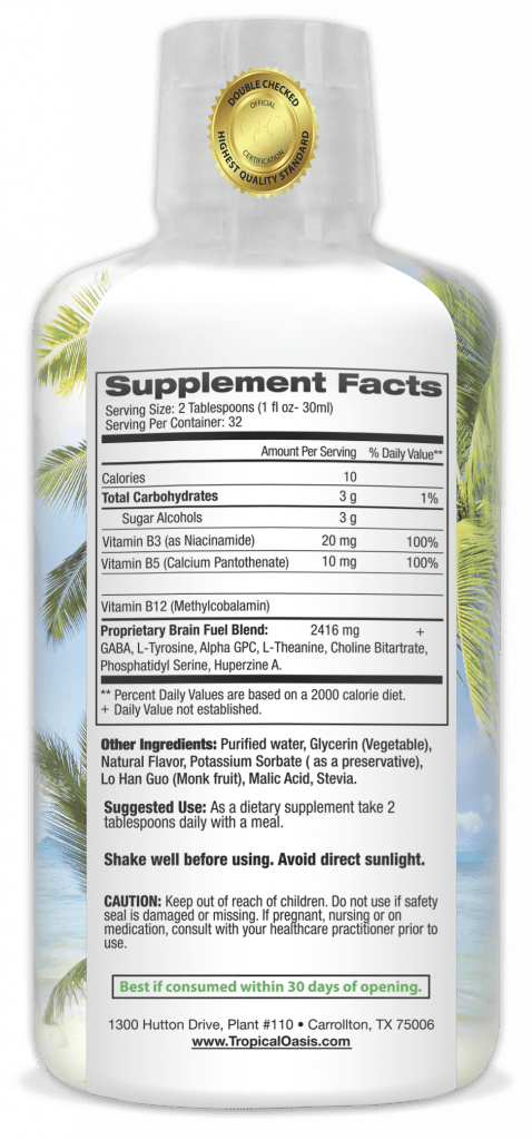 Tropical Oasisโ Brain Fuel supplement facts