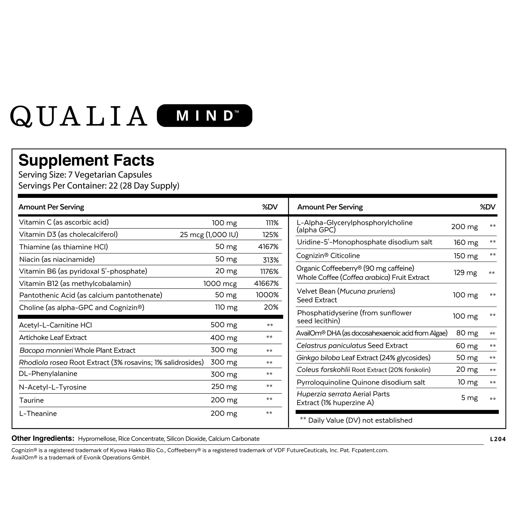 qualia mind supplement facts