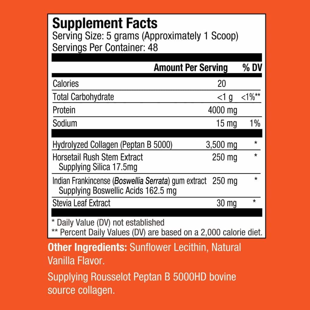 Collagen Hx Supplement Facts