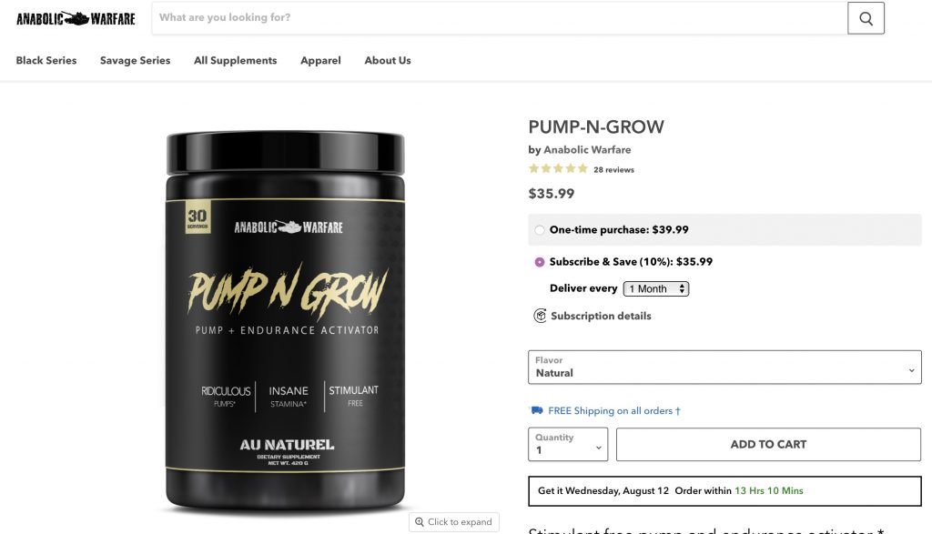 Pump N Grow by Anabolic Warfare Website