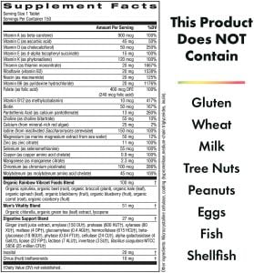 Rainbow Light Men’s One Multivitamin Supplement Facts