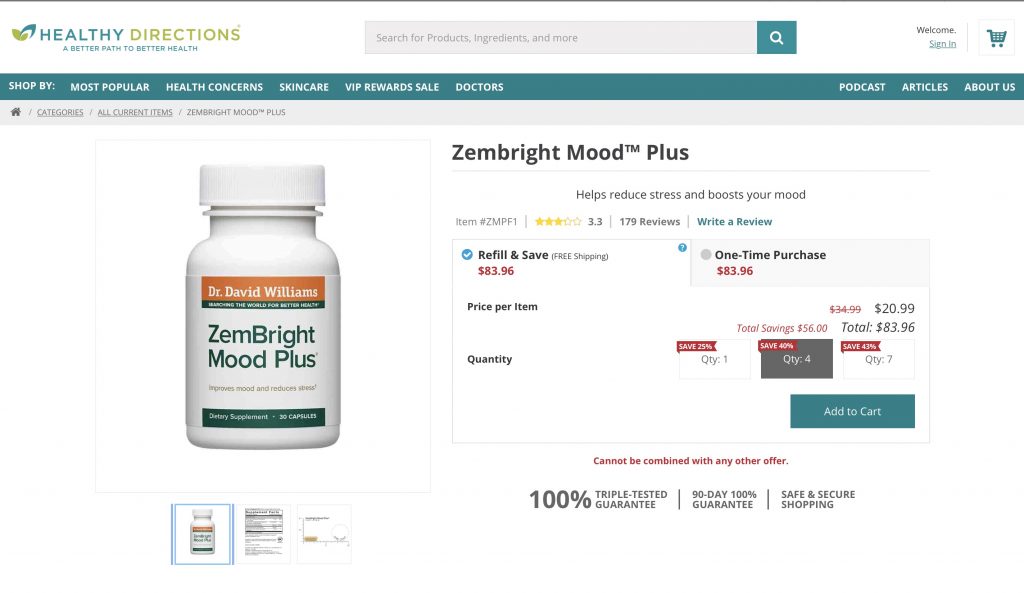 Healthy Directions Zembright Mood Plus Website