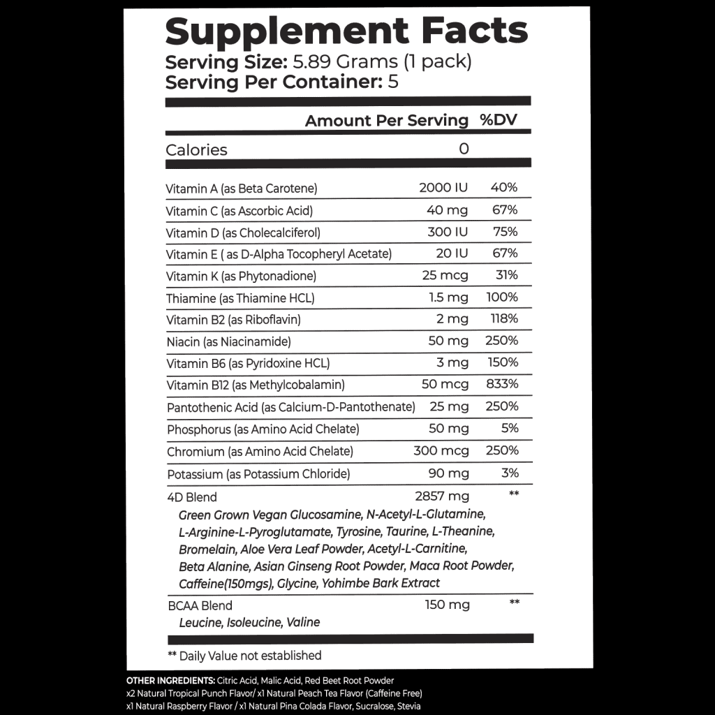 4D Premium Sachet Supplement Facts