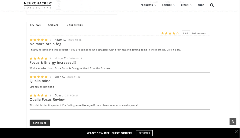Qualia Focus Customer Reviews
