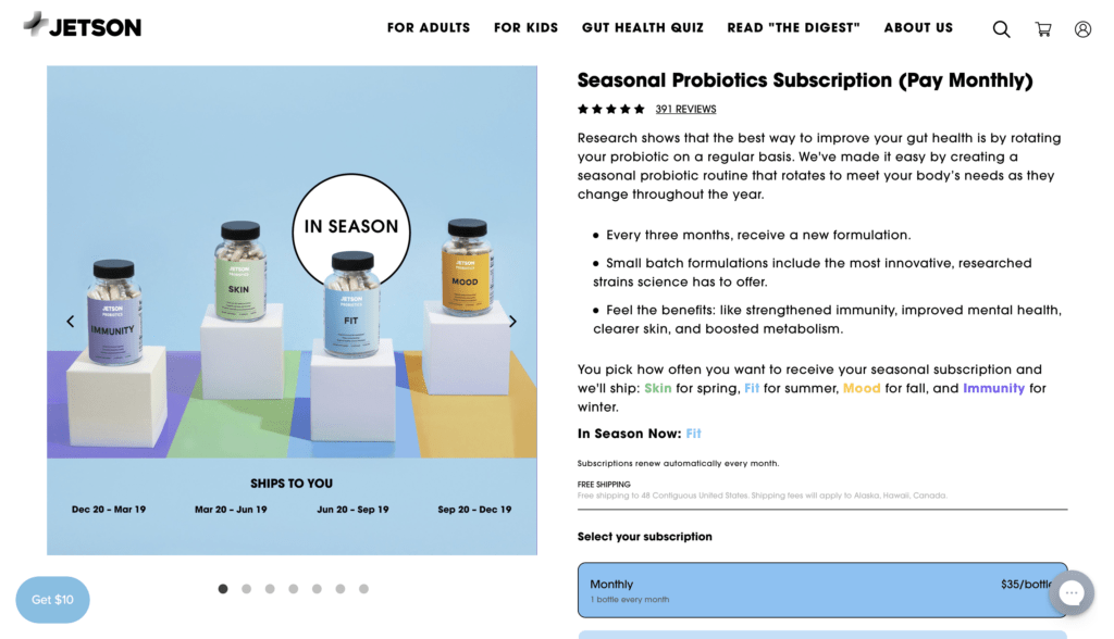 Seasonal Probiotics Subscription Website