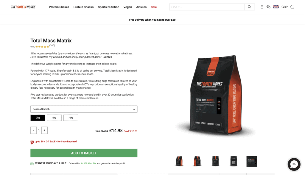 The Protein Works Total Mass Matrix Website