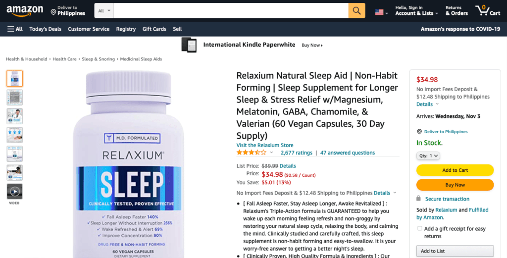 Relaxium Sleep-Available in Amazon