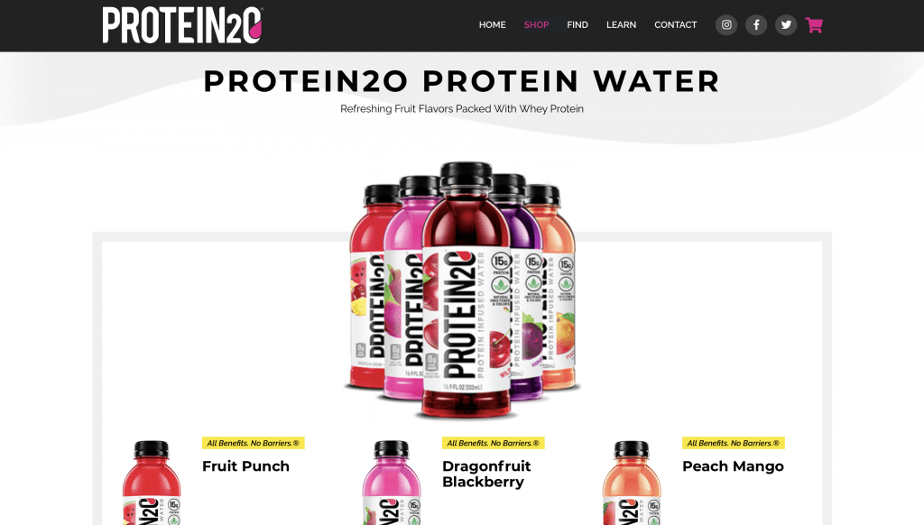 Protein2o Water Website