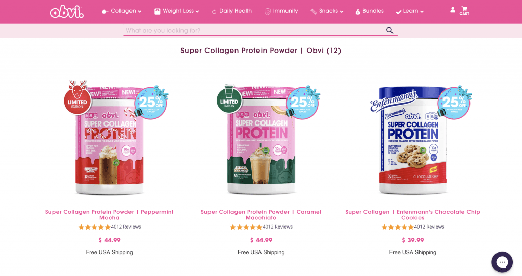Obvi. Super Collagen Protein Website
