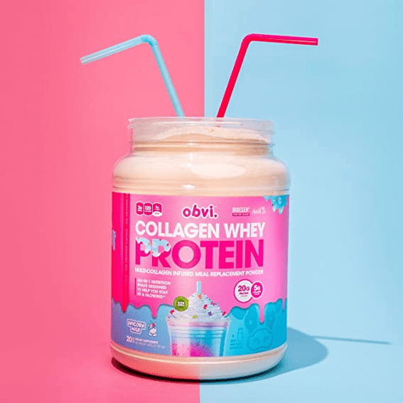 obvi collagen whey protein shake powder