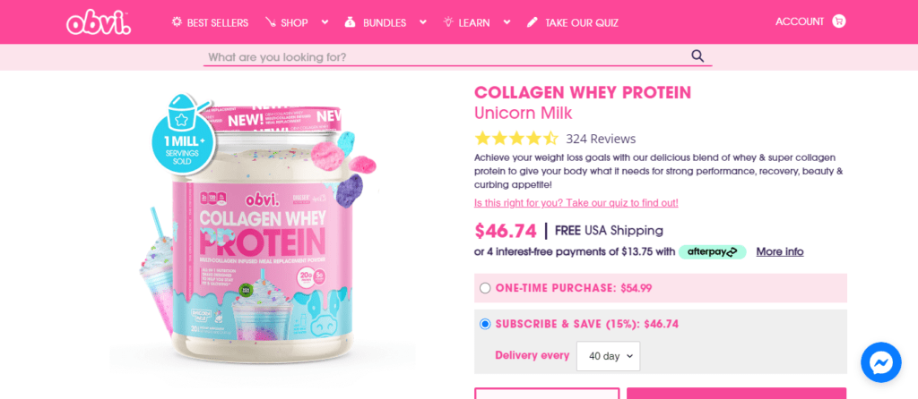 obvi collagen whey protein website