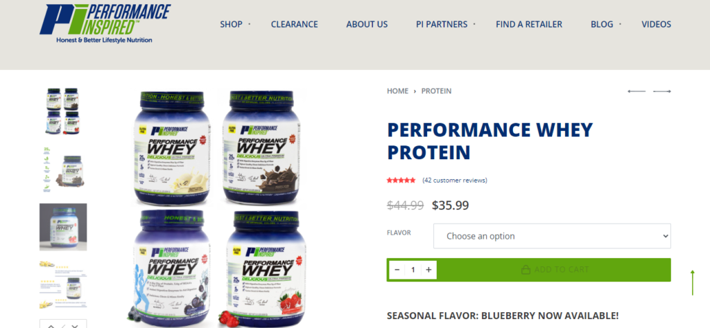 pi nutrition performance whey website