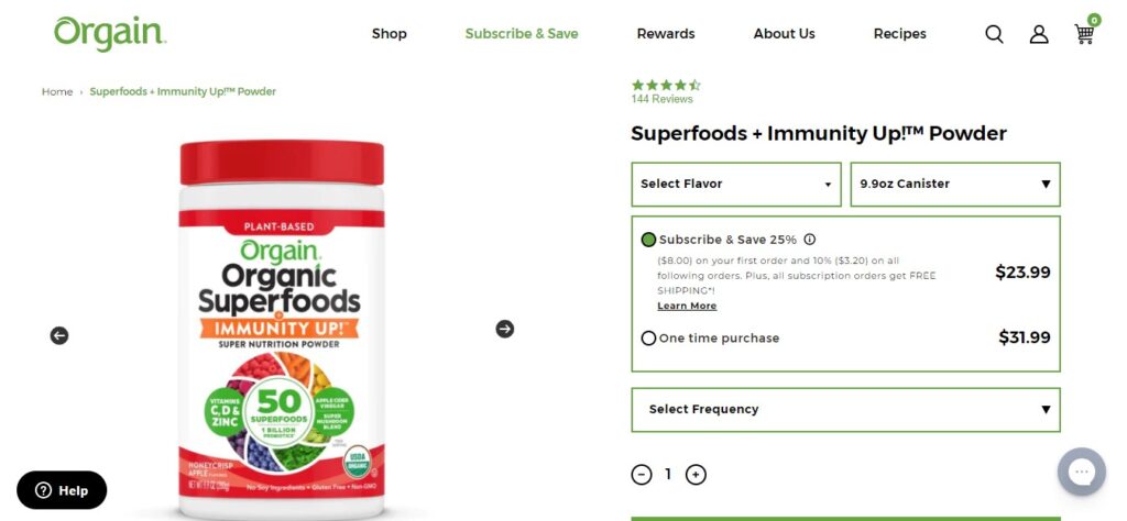 orgain superfoods immunity up website