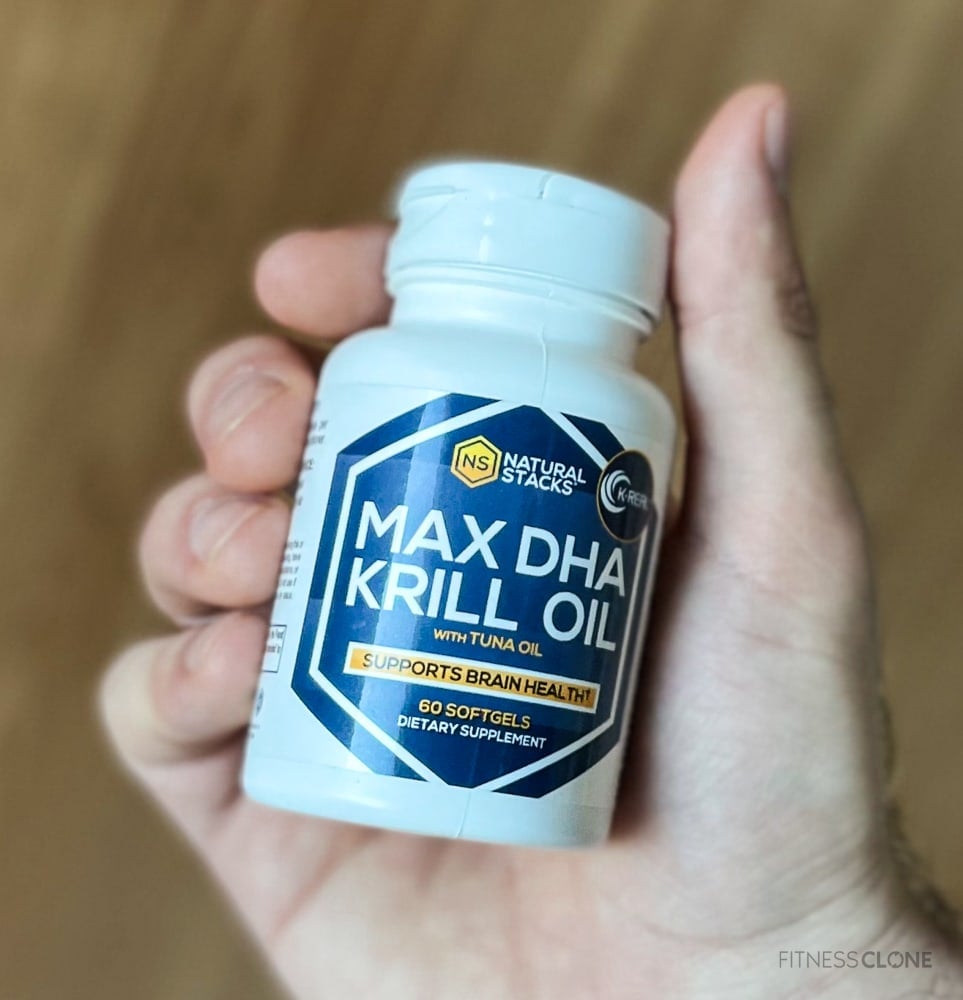Natural Stacks Max DHA Krill Oil In Hand