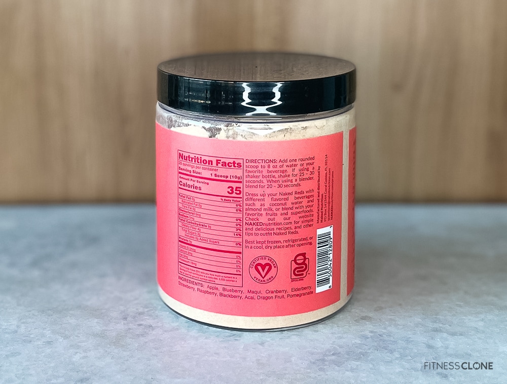 Naked Reds Supplement Facts