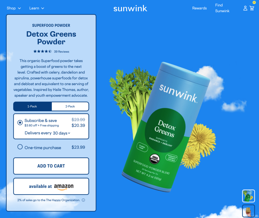 Sunwink Detox Greens Website