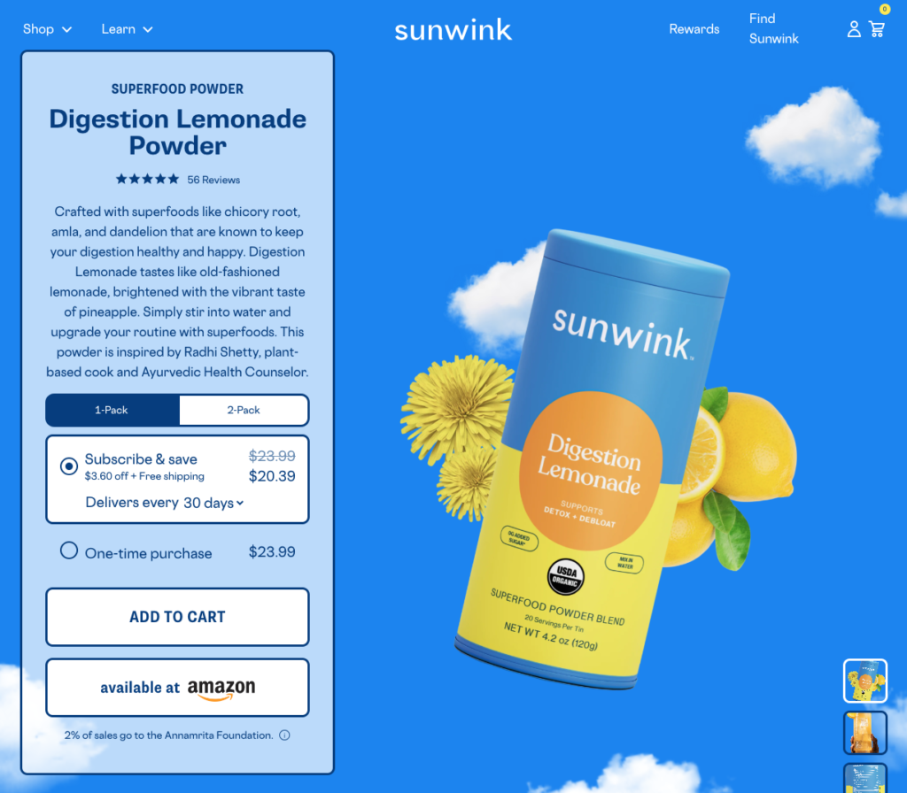 Sunwink Digestion Lemonade Website