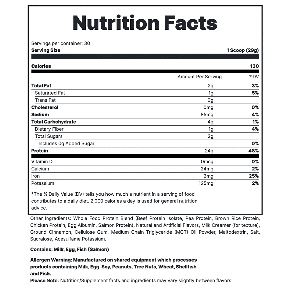 MRE Lite Supplement Facts