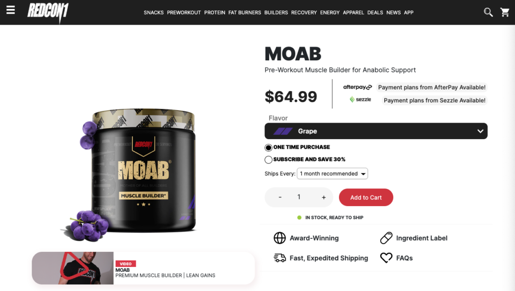 Redcon1 MOAB Website