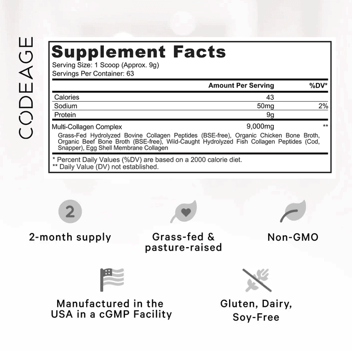 Codeage Hydrolyzed Multi Collagen Peptides Supplement Facts