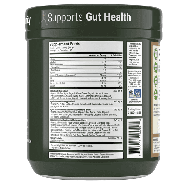 JUCE SG7 Sport Greens Supplement Facts