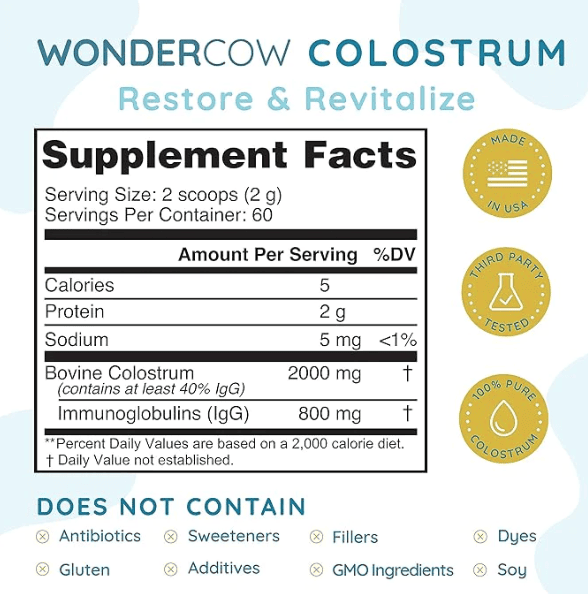 wondercow colostrum supplement facts