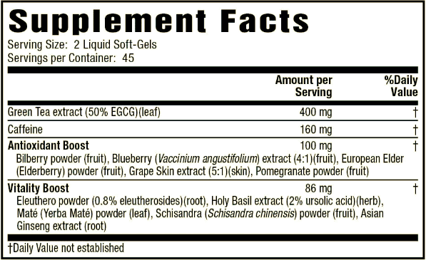 Applied Nutrition Green Tea Fat Burner Supplement Facts