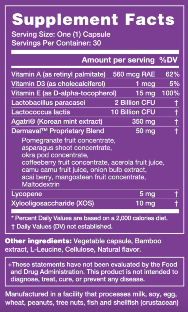 BellaBiotics Supplement Facts