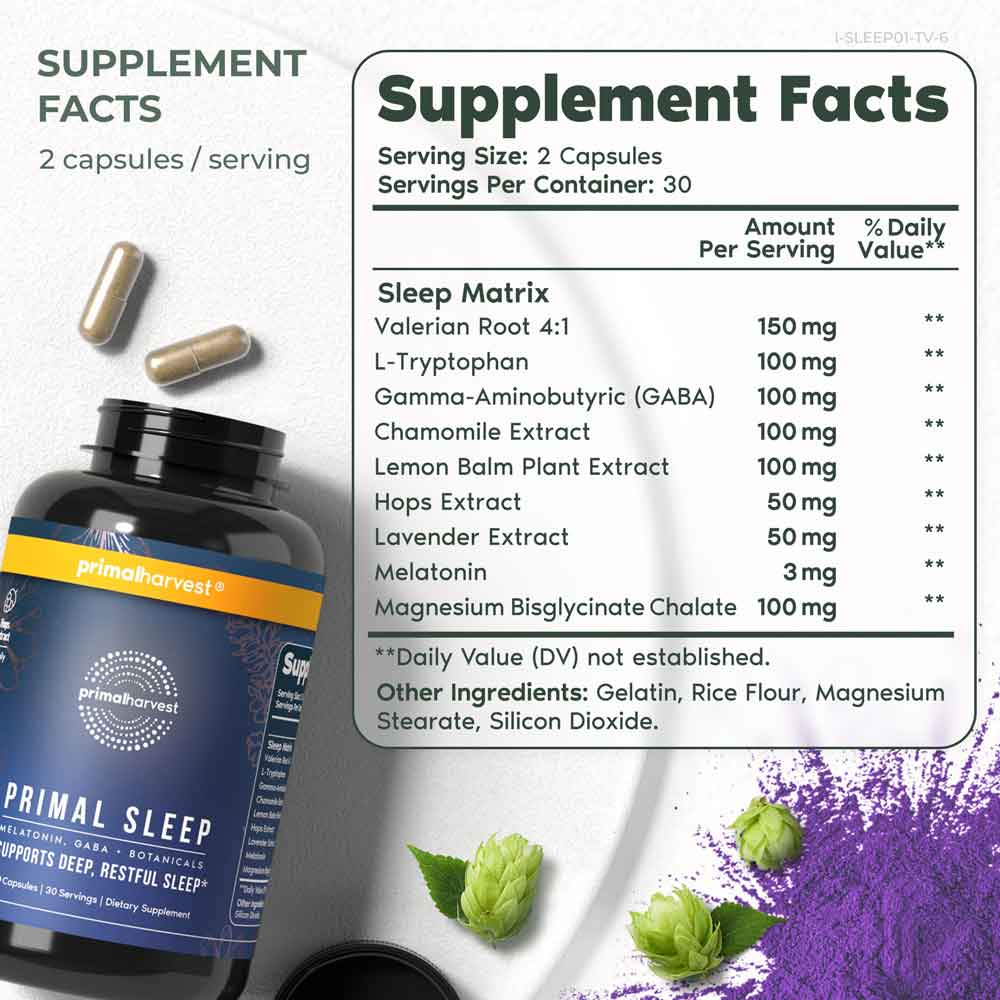 primal sleep by primal harvest supplement facts