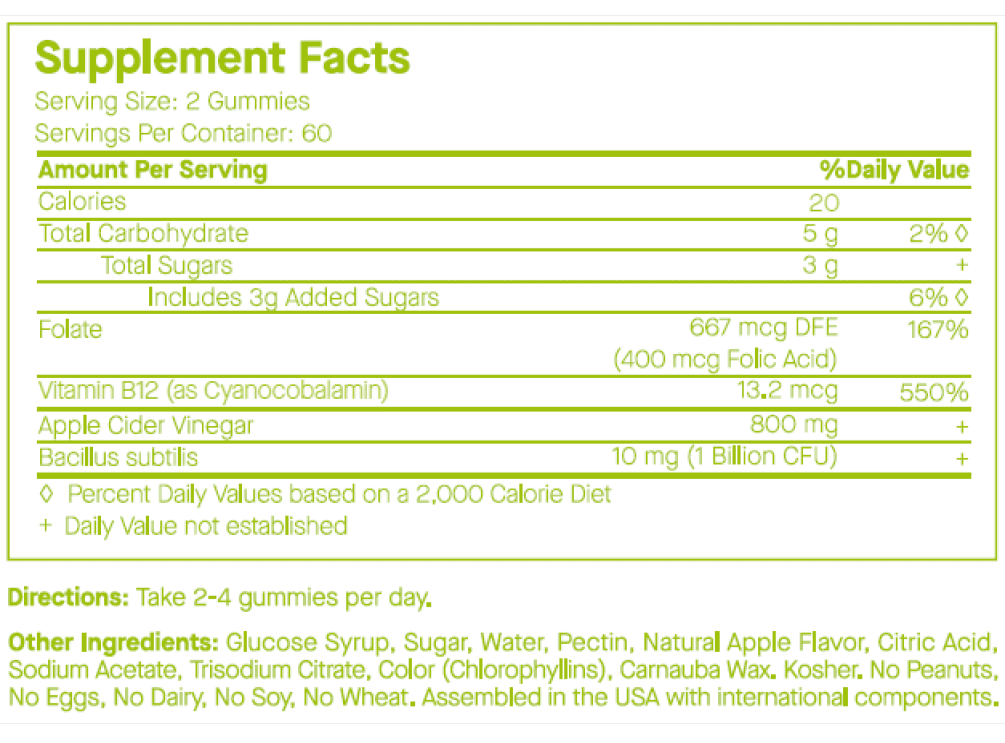 spoiledchild apple cider vinegar gummies supplement facts