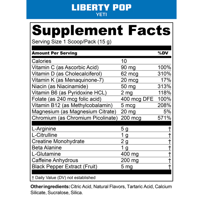 yeti liberty pop supplement facts