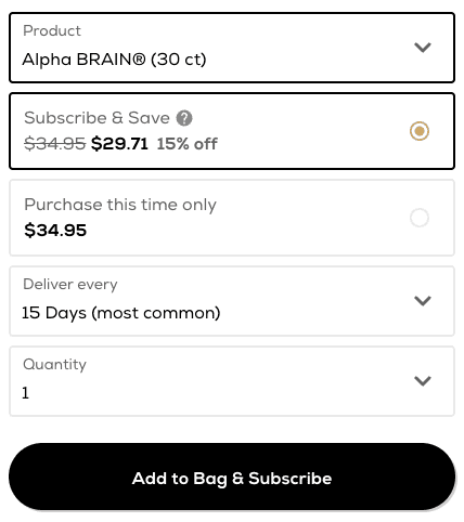 alpha brain pricing 30